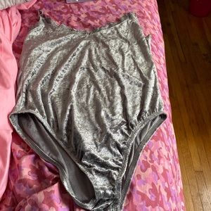 Grey Velvet Bodysuit
